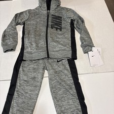 Nike Boys Size 6 Set Therma Dri-FIT Grey/Black Zip Jacket Pants