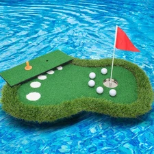 24"x35" Floating Golf Green Pool Chipping Mat Game with Flag and Ball Retriever