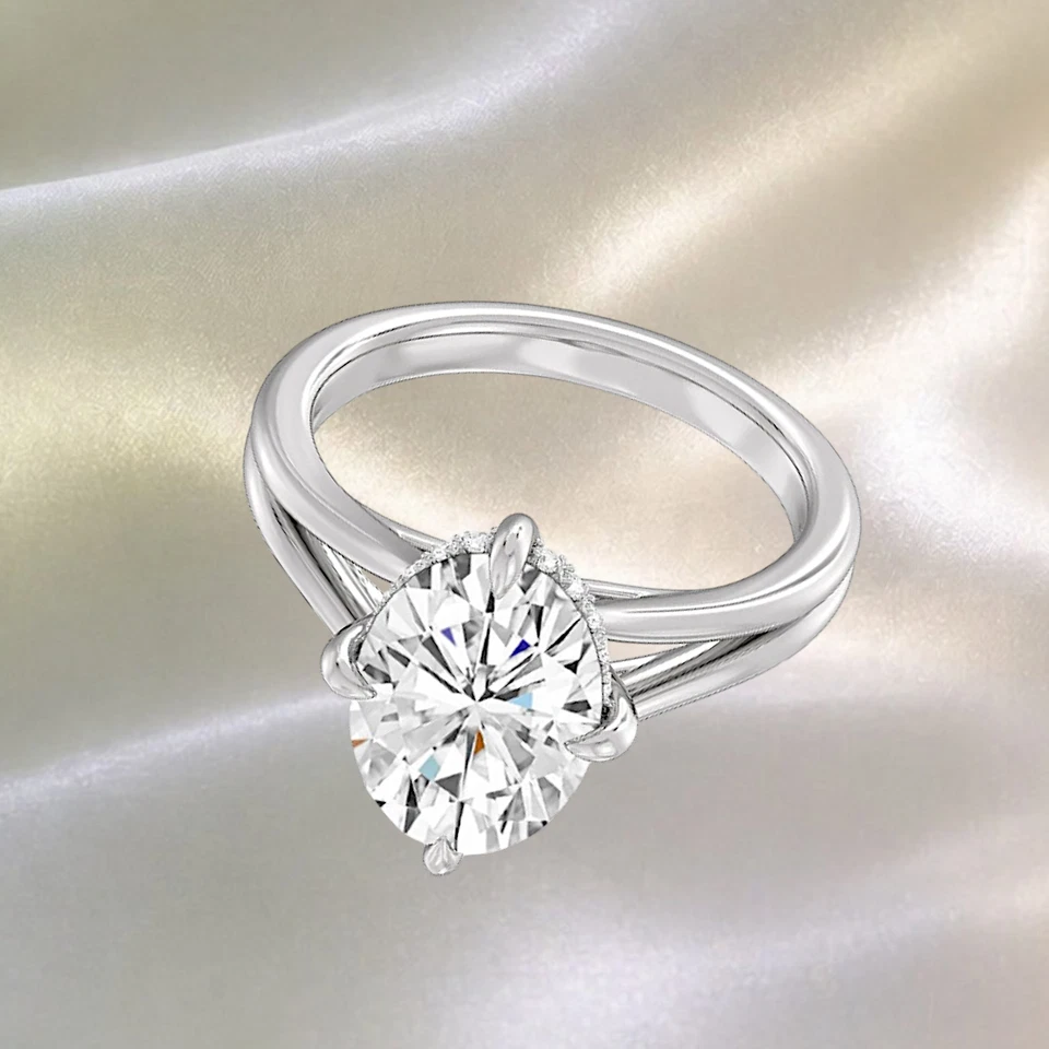 14 Karat Weißgold Diamant Verlobungsring IGI-zertifiziert im Labor gezüchtet ... - Bild 1 von 4