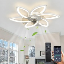 Acrylic Ceiling Fan with Light with 3 Color Light Adjustable for Restaurant 