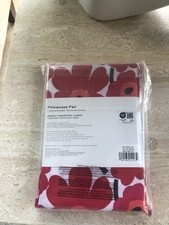 MARIMEKKO PILLOWCASE PAIR "UNIKKO RED", MAIJA ISOLA 1964 , COTTON PAKISTAN NEW