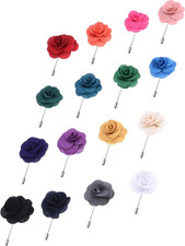 16 Pieces Flower Men'S Lapel Pins Handmade Satin Boutonniere Pin for Suit Weddin