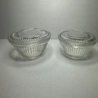 Vtg Anchor Hocking Ribbed Clear Glass Covered Refrigerator Dishes MCM