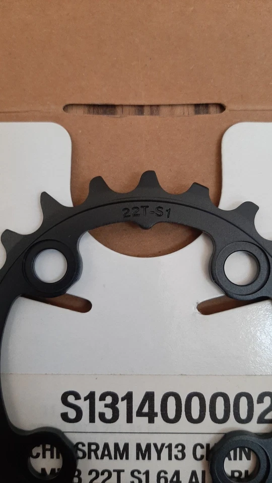 TRUVATIV SRAM 22T Tooth S1 64 Bcd 7075 Black Chain Ring Double 11.6215.188.370 - Image 4 of 4