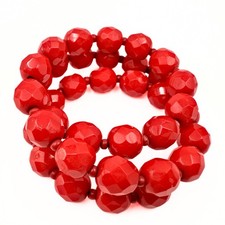 Fabulous Red Faceted Glass Beads Holiday Child's Wrap Bracelet