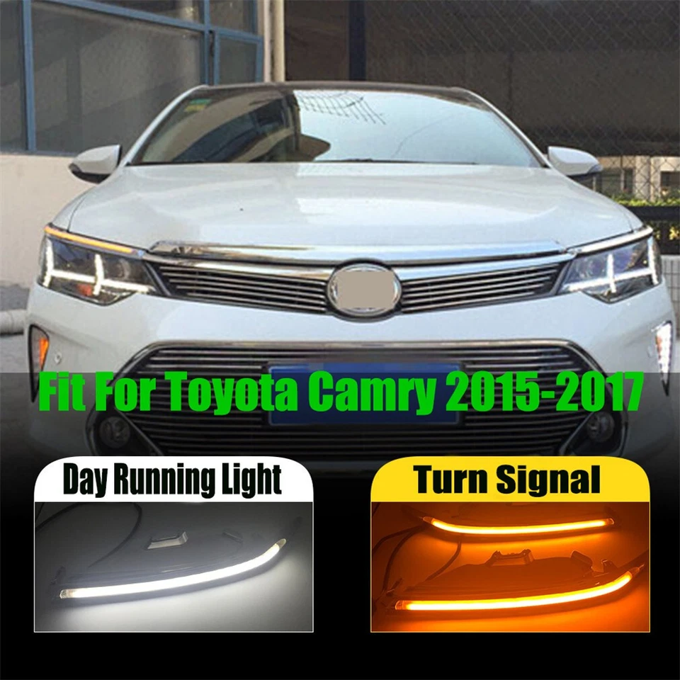 LED DRL Daytime Running Fog Light Lamps Fit For Toyota Camry 2015-2017 - Image 2 of 4