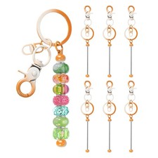 6 Pcs Beadable Keychain, Keychain Making Supplies for DIY Orange Gradient