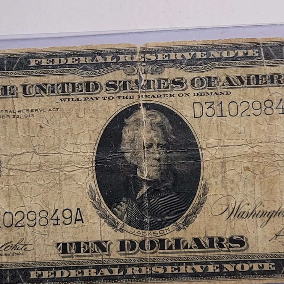 Large Size $10 1914 Federal Reserve Note  Cleveland, Ohio.  - Image 4 of 4