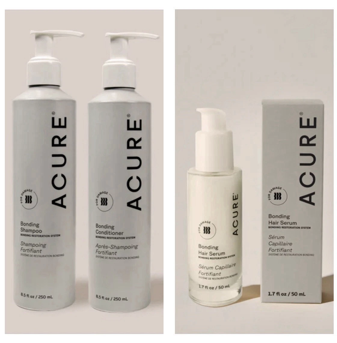 Acure Bonding Bundle: Shampoo, Conditioner, & Bonding Hair Serum NEW