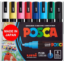POSCA 8-Color Paint Marker Set, PC-5M Medium - 1 Pack 8 count 