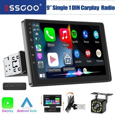 9 Inch Car Stereo Single Din Radio Apple Carplay Android Auto BT USB with Camera