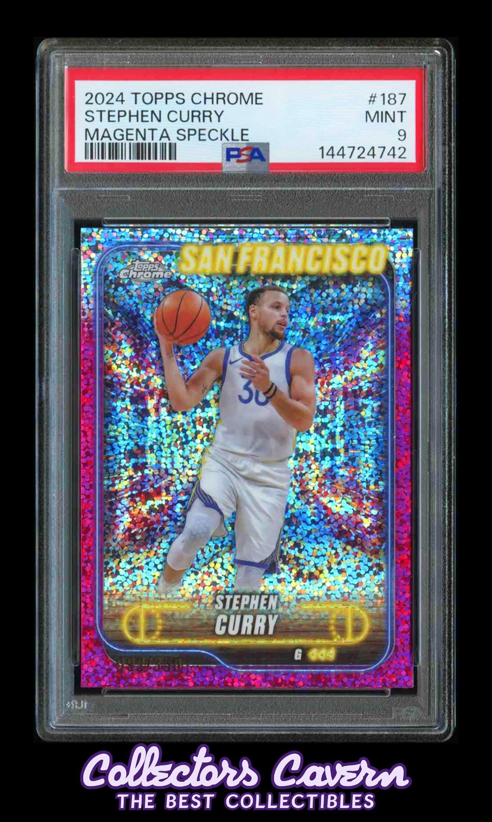 2024 Topps Chrome Magenta Speckle #187 Stephen Curry PSA 9 (MINT) #d 092/350