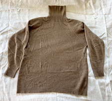 Neiman Marcus 100% Cashmere Brown Knit Turtleneck Raglan W Pullover Sweater L