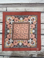 VTG Pink Roses Flowers Floral Pattern All Over Print Handkerchief Bandana USA