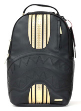 Sprayground Black Shark In Paris Backpack Italy Golden Logo Laptop Books Bag NEW