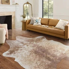 Cowhide Rug 4.6x5.2 ft Cow Rug Rustic Cow Hide for Bedroom Living Room Dining...