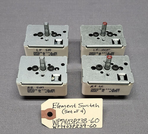 Burner Switch (Set of 4) WP7403P239-60, WP7403P238-60 Maytag, Kenmore, Others