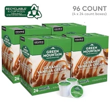 Green Mountain Caramel Vanilla Cream Coffee, Light Roast, 96 K-cup. FreeShipping