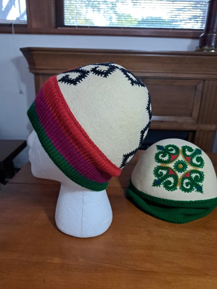 2 gorras de lana vintage para mujer bordadas alpaca hechas a mano Foto 3 de 4