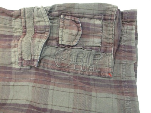 Rip Curl Cargo Shorts Kids 14 Brown Purple Plaid Casual Pocket Outdoor Youth - Picture 2 of 9