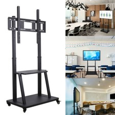 32-100" Heavy Duty Mobile TV Cart Stand W Lockable Wheels Floor TV Mount Bracket