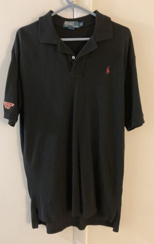 Virginia Tech Hokies Polo Shirt Ralph Lauren Logo Pony Size L (Fits Like XL) - Picture 1 of 4