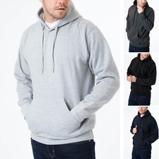 Mens Pullover Hoodie Fleece Sweatshirt Hoody Plain Hooded Winter Top Pull Over