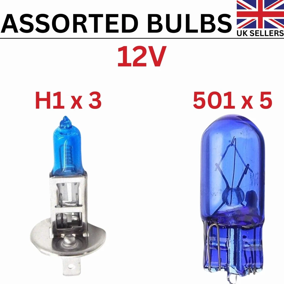 Set of 3Pcs H1 and 5Pcs 501 100W Xenon Super Bright Halogen Headlight Bulbs New - Image 2 of 4