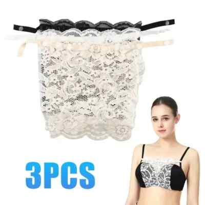 1/3x Lady Lace Clip-on Mock Camisole Bra Insert Overlay Modesty Panel Vest