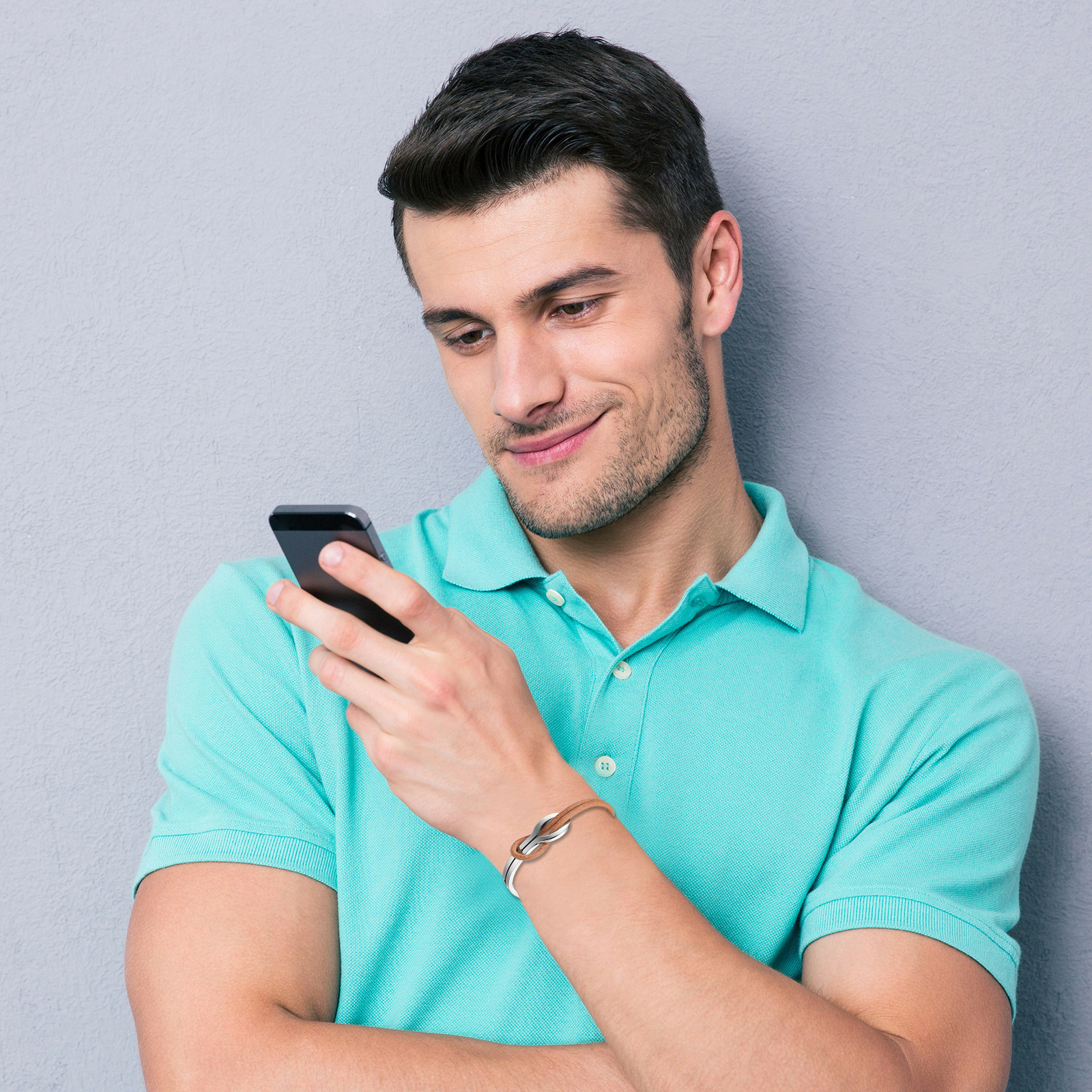 Alloy Clasp Bangle Love Infinity Symbol Leather Bracelet - Multilayer Cuff Bangle For Men & Women | Unbranded Alloy & Leather Multilayer Cuff Bangle Unisex - Foto 9