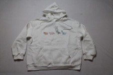 Shein Women's Cartoon Graphic Drawstring Thermal Lined Hoodie AR8 White Large