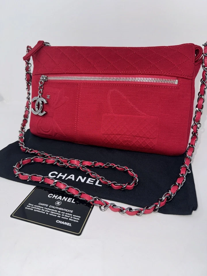 Chanel CC Limited Edition Hawaii Jersey Crossbody Shoulder Bag Red EUC - Image 2 of 4