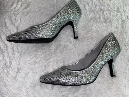 wide sparkly heels