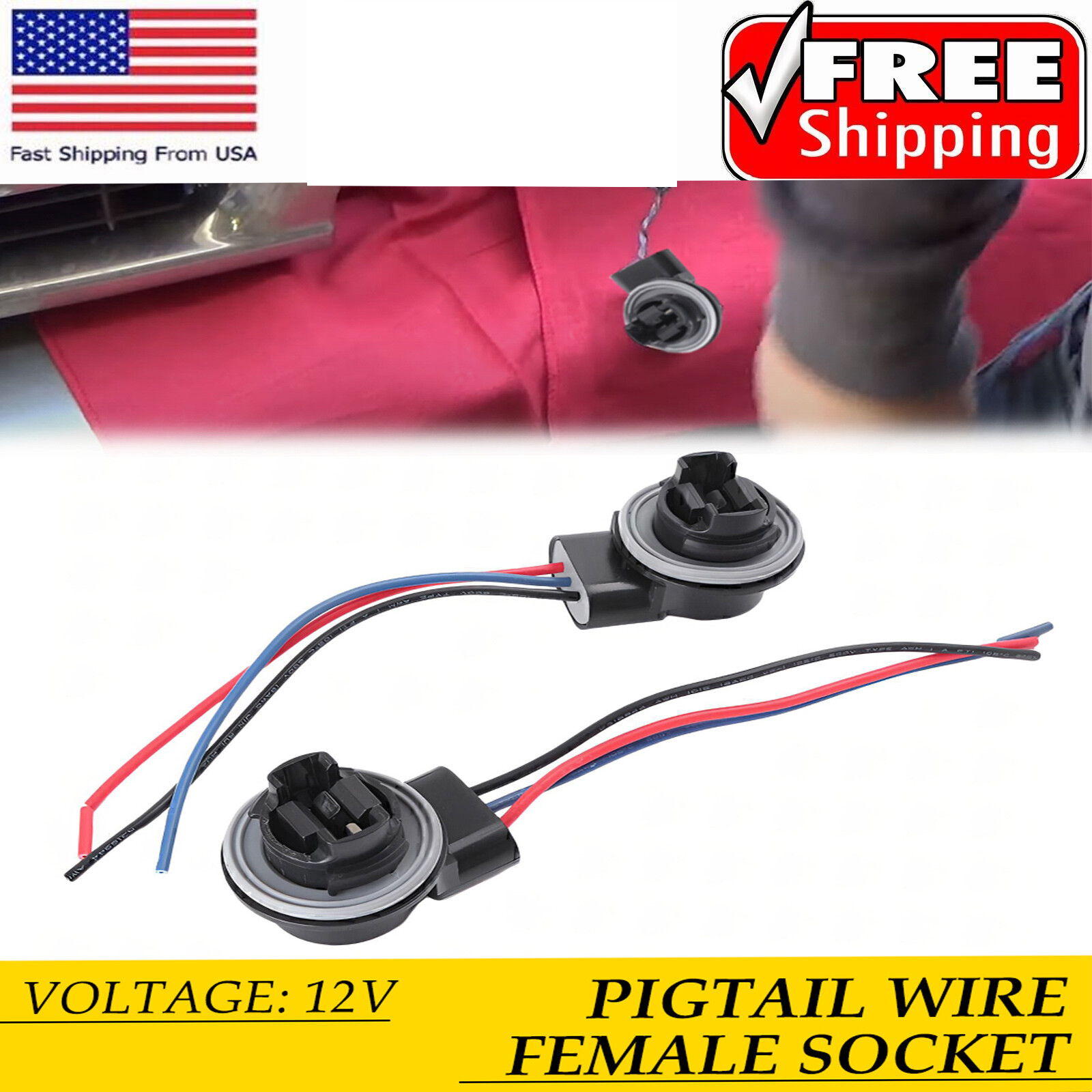 Turn Signal Brake Tail Light Wire Harness for 3157 4157 Type Socket LED