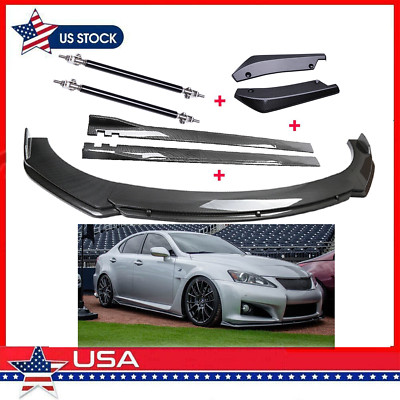 For Lexus IS200t IS250 Carbon Fiber Front Bumper Lip Rear Splitter Spoiler Side