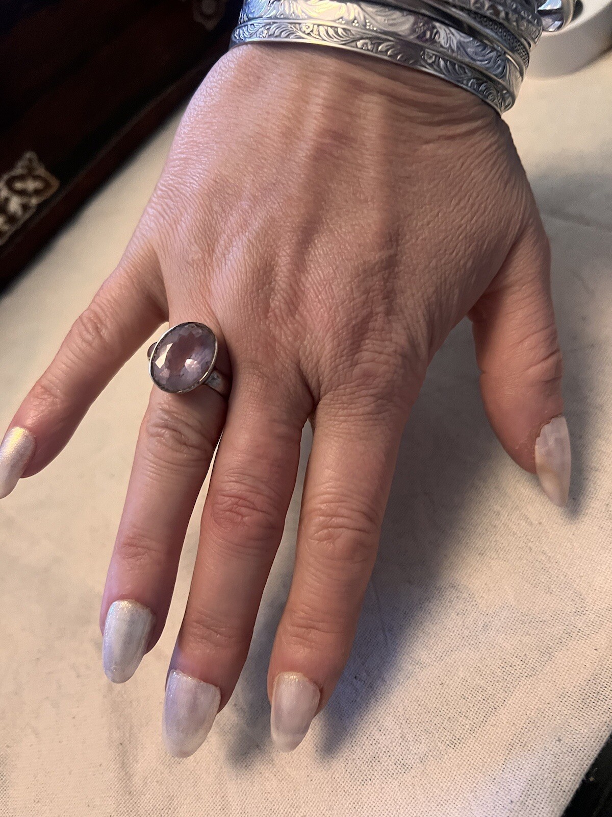 Beautiful Large Amethyst Solid Silver Ring 925 - image 7