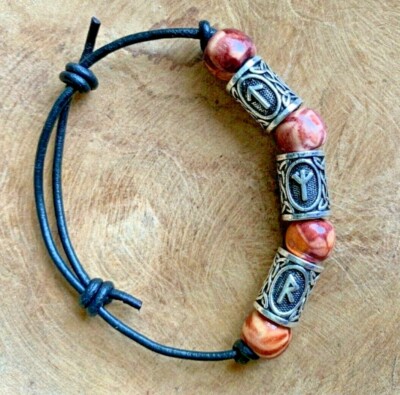 Armband Tyr Thor K30.12 VIKING RUNE Wikinger Schmuck Mittelalter Krieger Leder