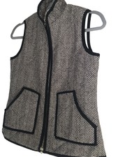 Herringbone Vest Women’s Size Small. Wool Poly Blend Trim Espresso Chocolate