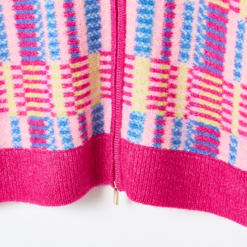 BNWT:Pink Geometric Funnel Neck Knitted Bomber from Oliver Bonas Jacket: Size:12 - Picture 5 of 11