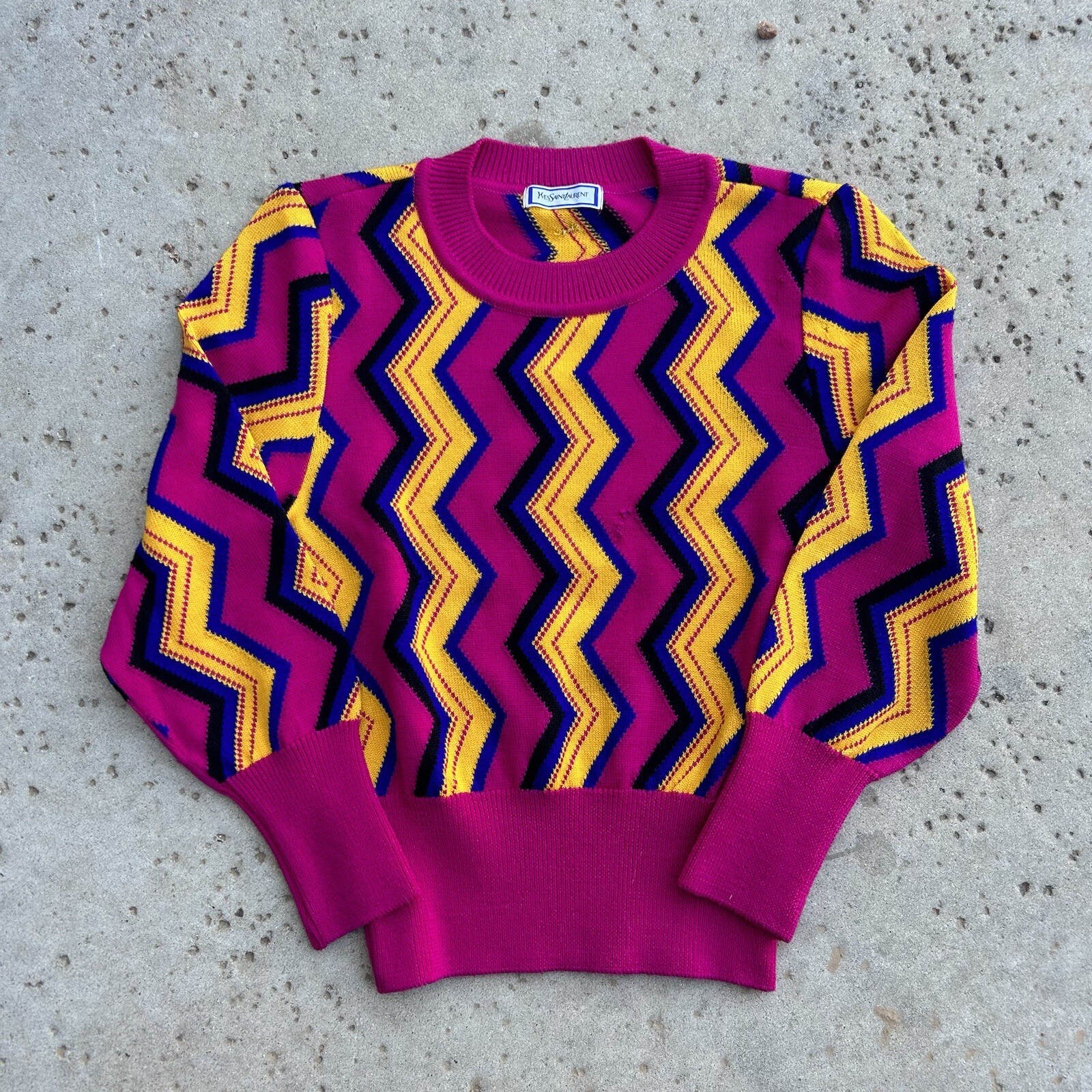 Maglione vintage YSL Yves Saint Laurent design rosa piccolo