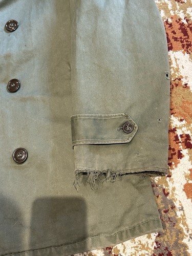 Vintage Military Army Green Khaki Trench Coat Size M Very Nice! - 第 4/9 張圖片