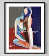 Original Painting Figurative  Giclee Fine ART PRINT Abstract Expressive Woman