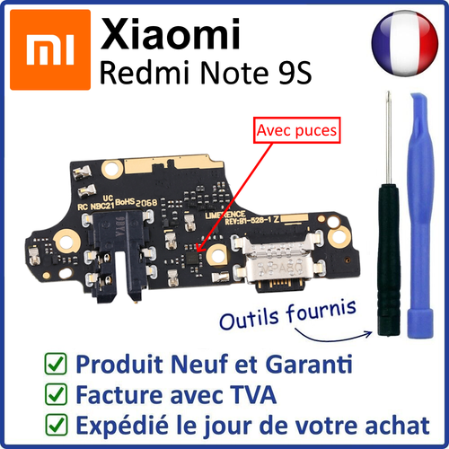 Carte Connecteur Pour Xiaomi Redmi Note 9S – Port USB, Prise Jack, Antenne Et Microphone – Pièce Neuve