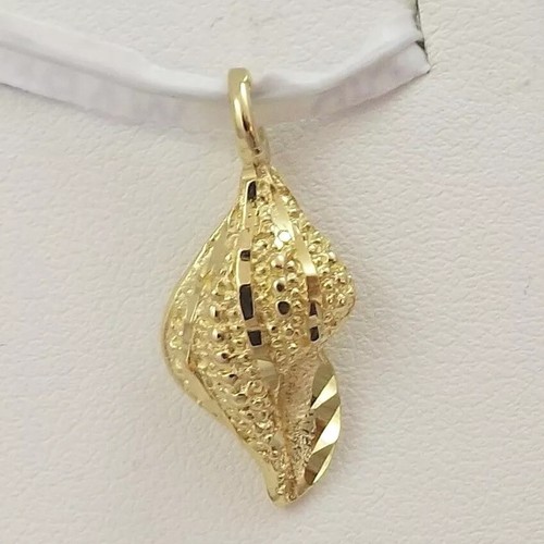 14K Gold 3d Conch Sea Ocean Shell Charm 