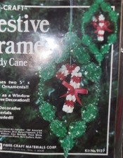 Fibre Craft Festive Frames Beaded Ornament Candy Cane Kit Makes 2