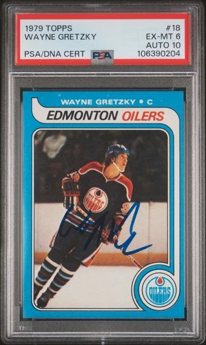 1979 TOPPS #18 WAYNE GRETZKY ROOKIE RC PSA 6 AUTO 10