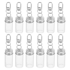 12Pcs Reusable Glass Bottle Keychains Multicolor Mini Jars for Craft Gifts