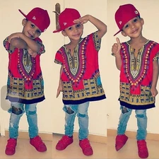 Wholesale Kids Traditional African Clothing Print T-shirt for Boys and Girls