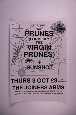 The Prunes Poster Flyer Virgin Prunes Original Joiners Arms Southampton 1990s
