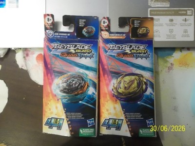 LOT OF 2~BEYBLADE BURST QUAD STRIKE TOP 4 In 1~ZERL NYDOHOG /FIERCE ACHILLES~NIP